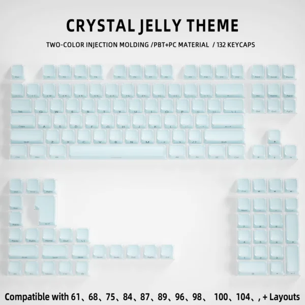 Korean English Crystal Jelly Side Front Keycaps for Mechanical Keyboard