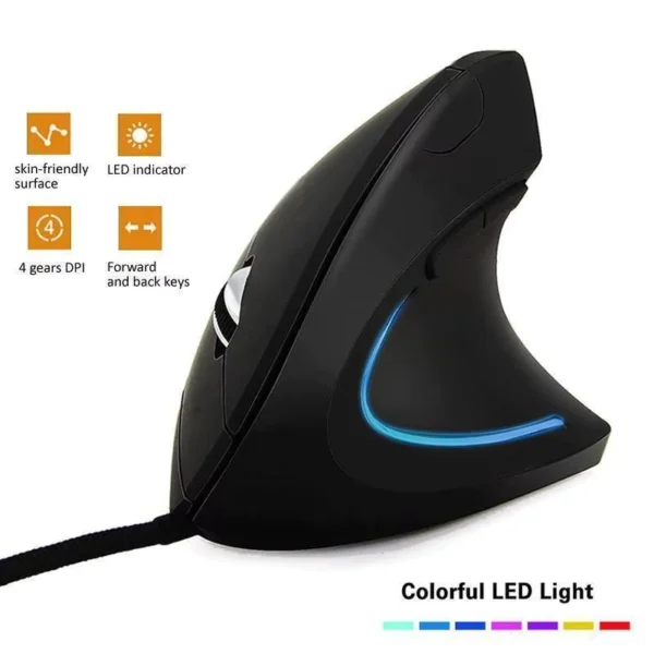 Wired Right-Hand Vertical RGB Gaming Mouse 3200DPI USB