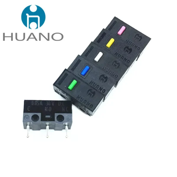 HUANO 2Pcs Mouse Micro Switches Black Blue Transparent