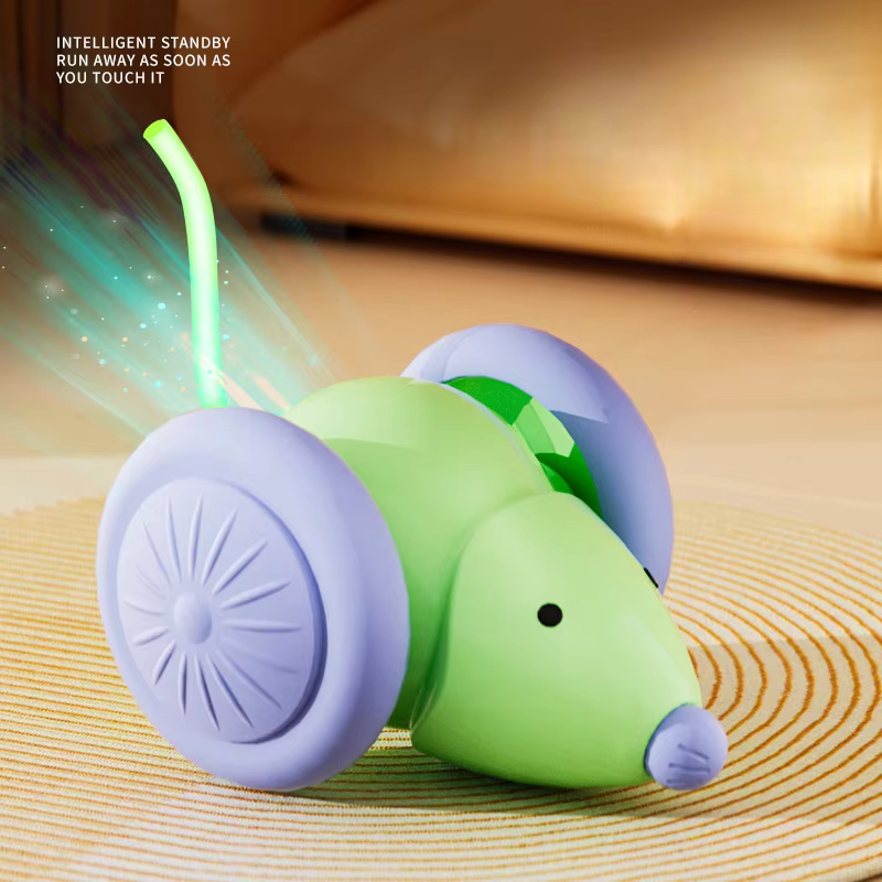 Interactive Rechargeable Cat Toy Mouse Car with Obstacle Avoidance