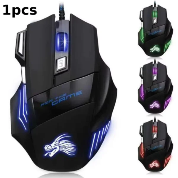 Wired Gaming Mouse 7 Button Backlit 5500 DPI USB