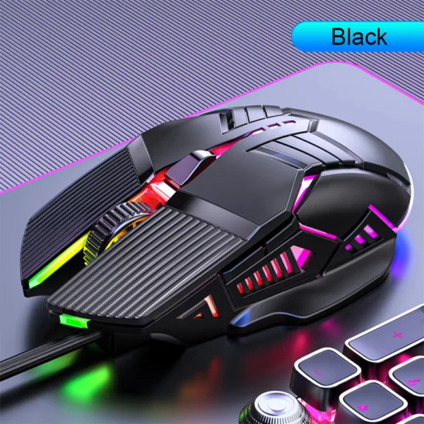 3200DPI Ergonomic Wired RGB Gaming Mouse with 6 Buttons