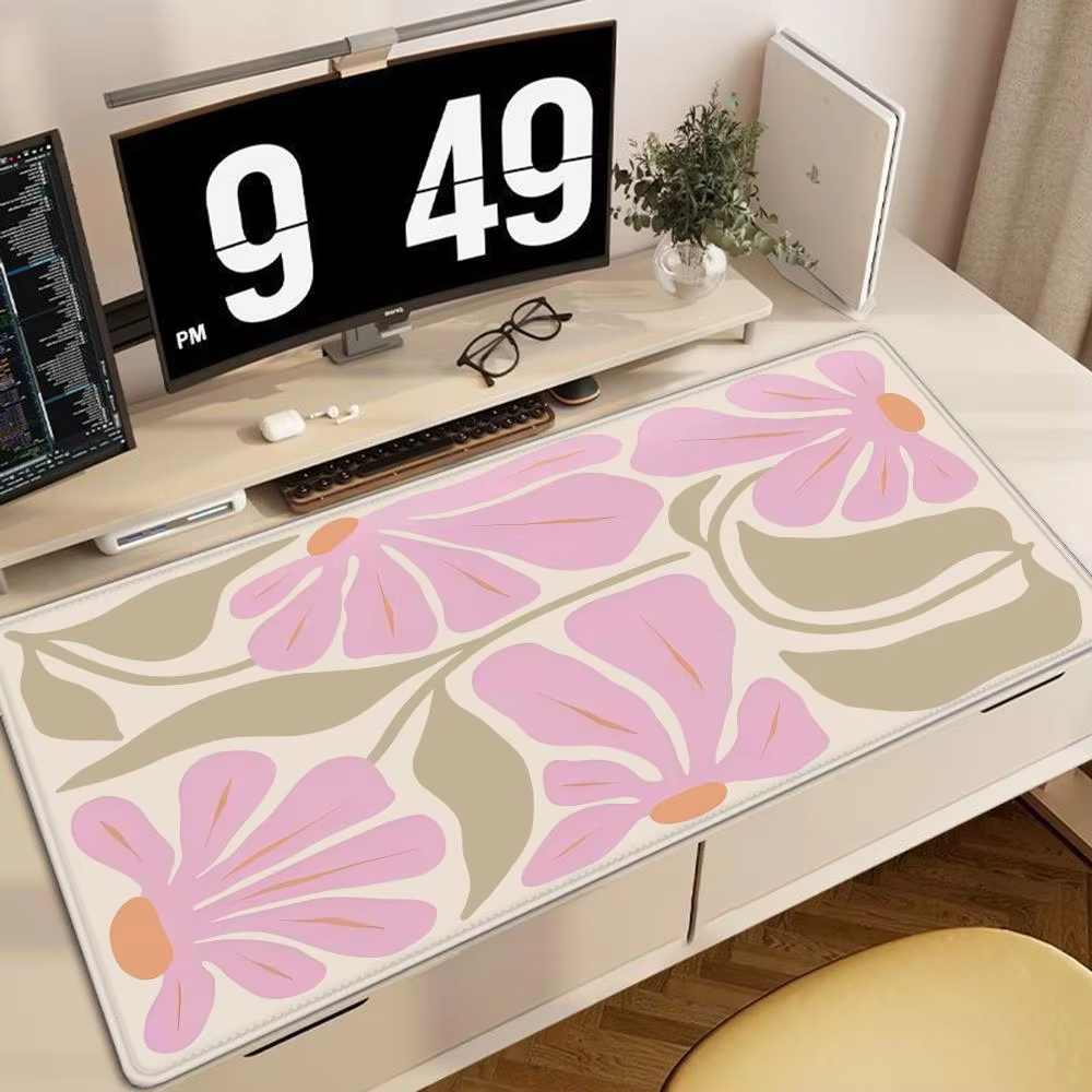 Large Pink Abstract Flower Mouse Pad 90x40cm