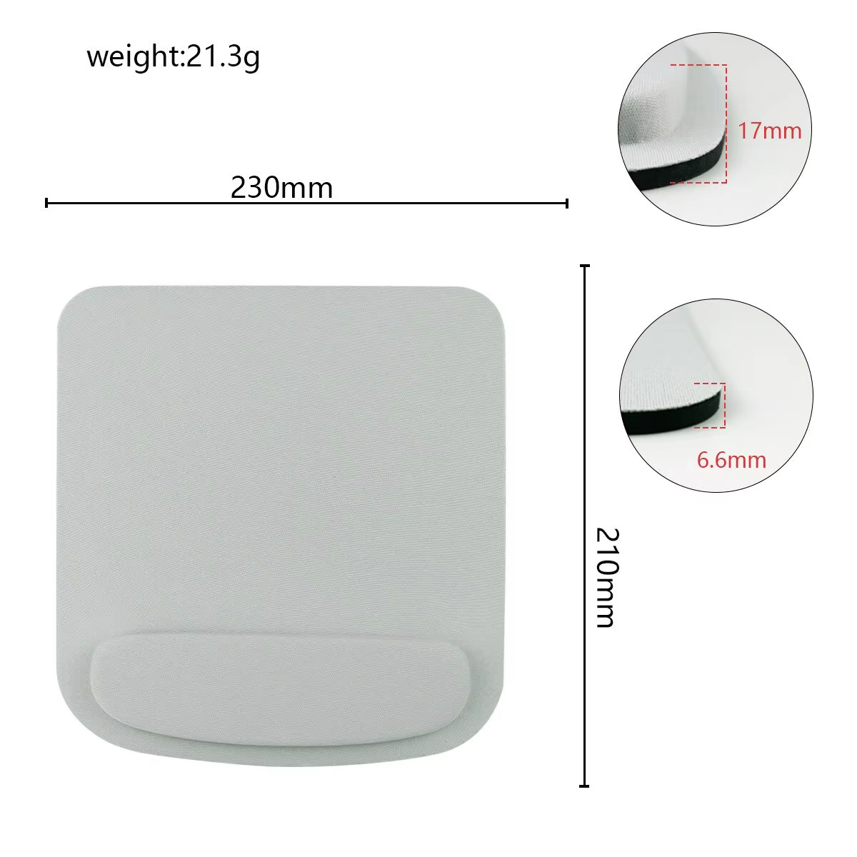 Ergonomic Wrist Rest Mouse Pad with Soft Support 210x230mm