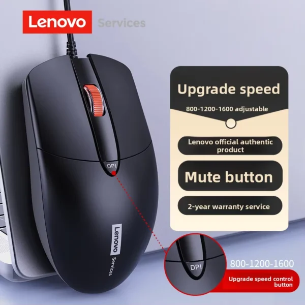 Lenovo M280 Wired Silent Click USB Office Mouse