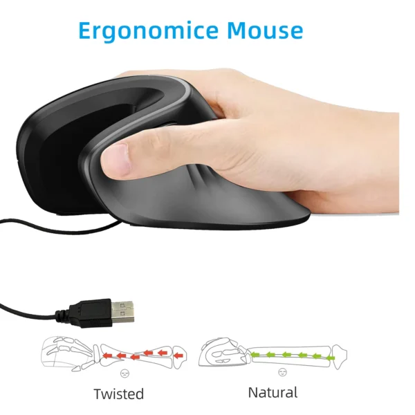 Ergonomic Silent Wired Vertical Mouse 7200 DPI