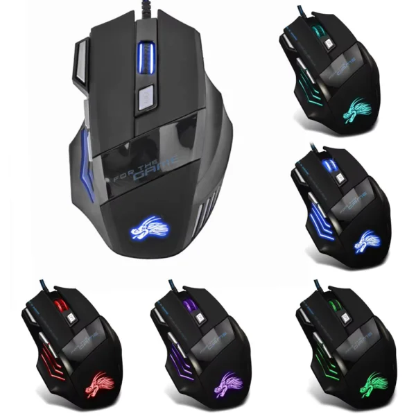 ALLOYSEED Wired Gaming Mouse with 7-Color Backlight and 5500 DPI