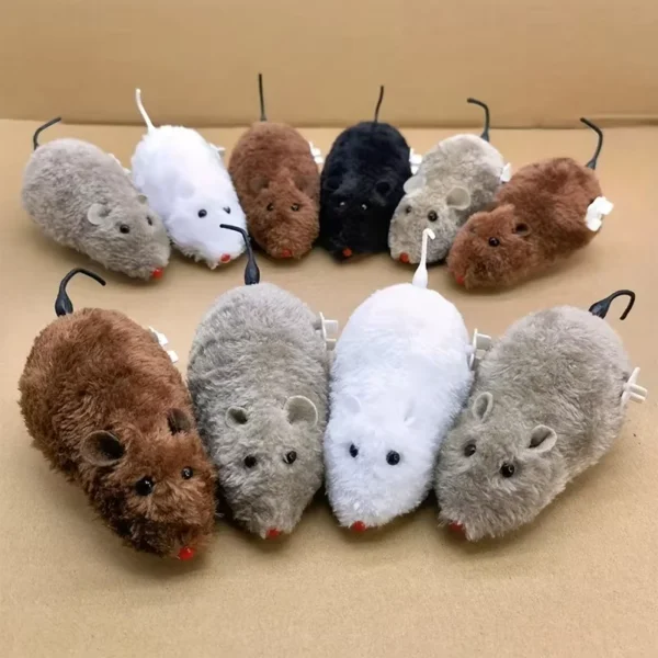 Plush Wind-Up Mouse Toy for Cats Dogs Kids