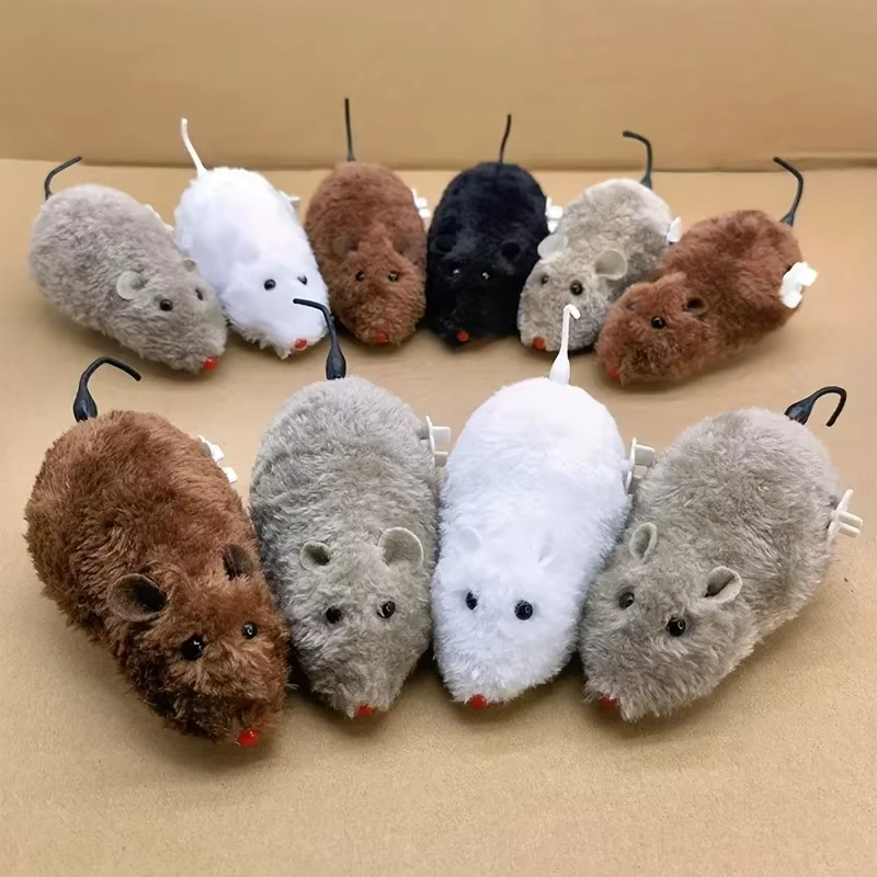 Plush Wind-Up Mouse Toy for Cats Dogs Kids