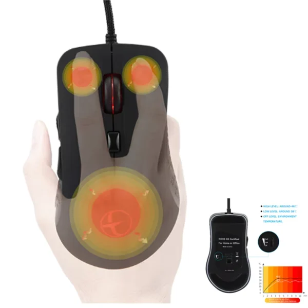Jomaa Heated Wired Gaming Mouse 2400 DPI Adjustable