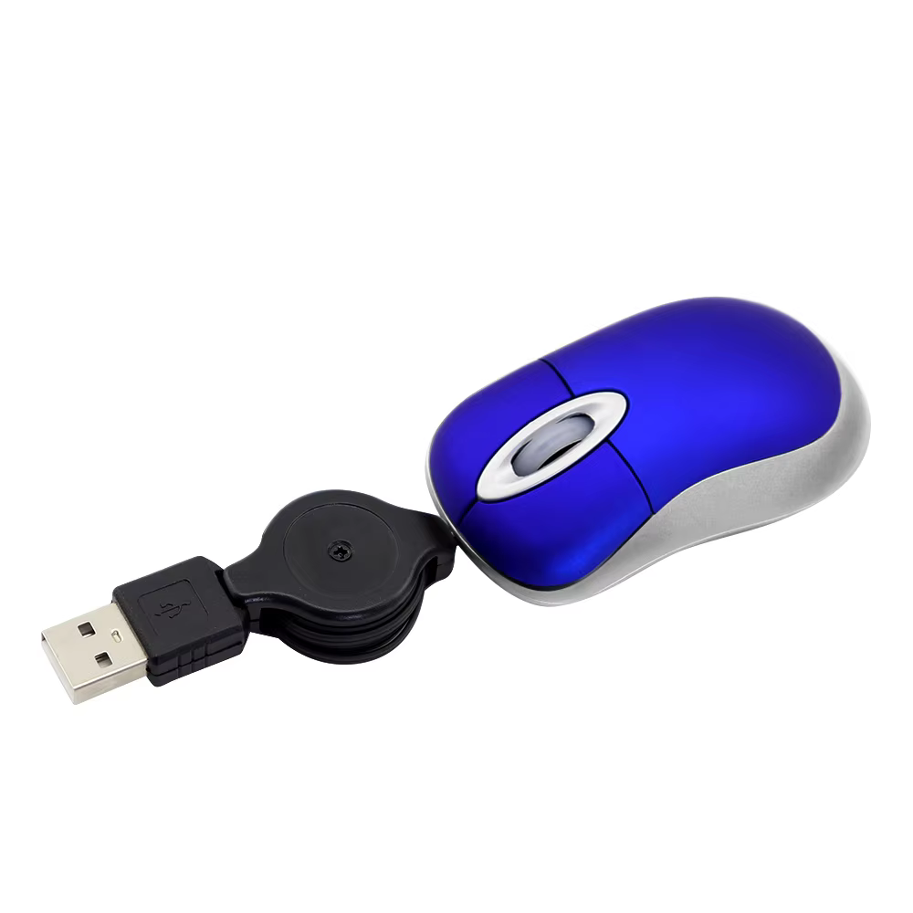 Mini Optical Wired Mouse with Retractable USB Cable