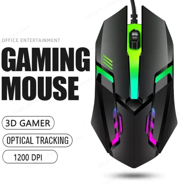 2400DPI Wired Ergonomic Gaming Mouse with RGB Lighting
