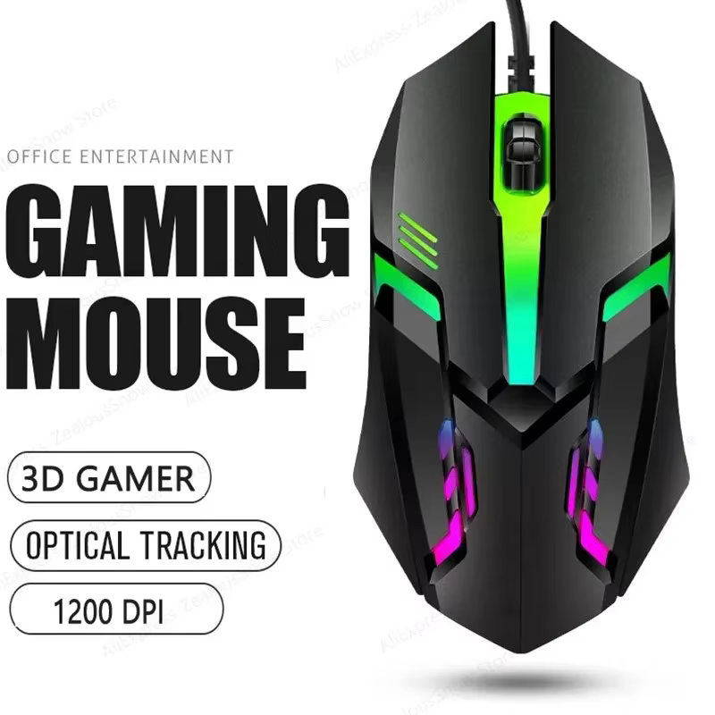 2400DPI Wired Ergonomic Gaming Mouse with RGB Lighting