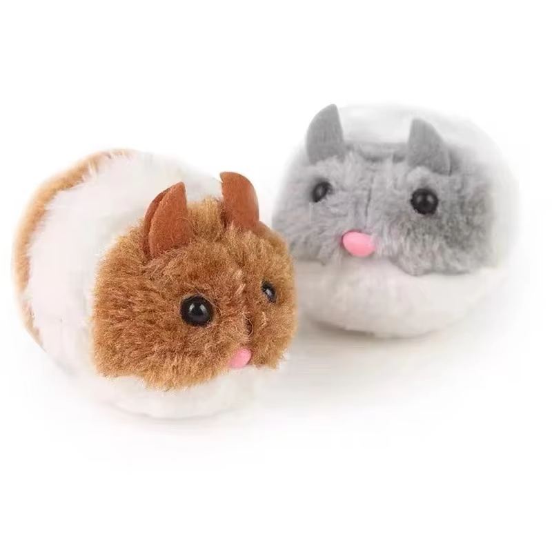 Mechanical Plush Mouse Toy for Cats - Gray or Brown