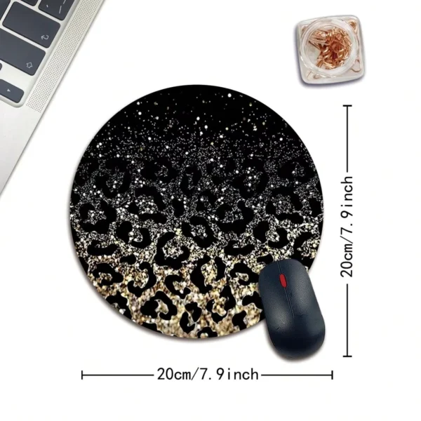 Leopard Print Circular Mouse Pad with Anti-Slip Base