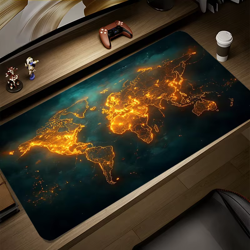 Large Retro World Map Mouse Pad for Office & Gaming
