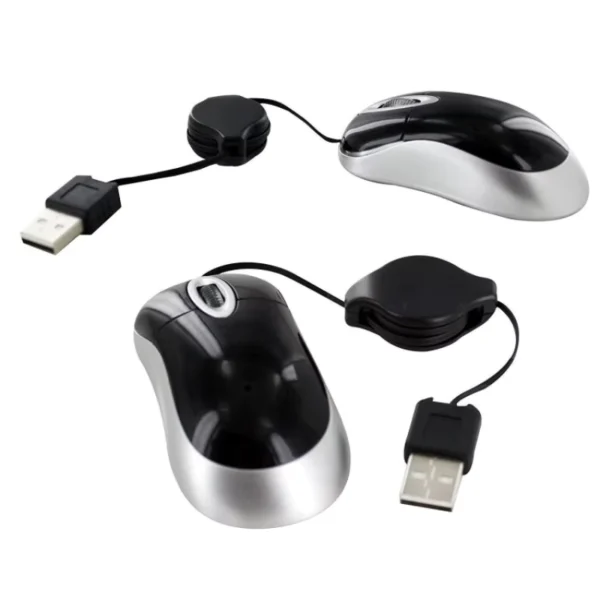 Mini Optical USB Wired Retractable Mouse for PC Laptop