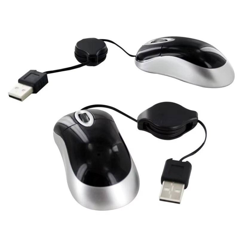Mini Optical USB Wired Retractable Mouse for PC Laptop