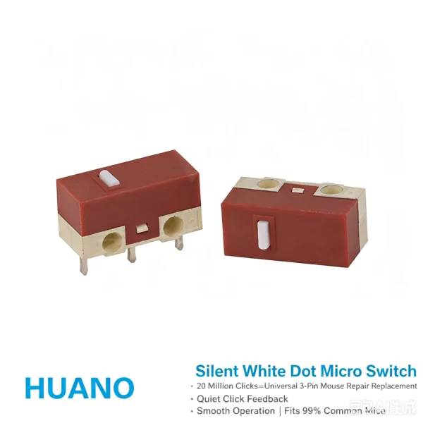 HUANO Yellow Dot Silent Mouse Micro Switch 20M Clicks 3-Pin