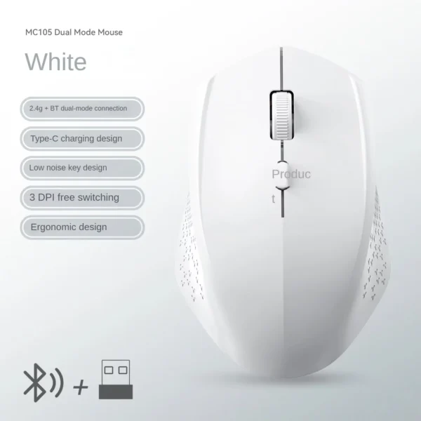 KEBIDUMEI Dual Mode Bluetooth 2.4G Wireless Ergonomic Mouse