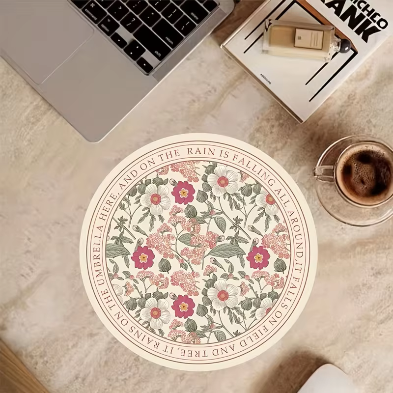 Cute Round Mouse Pad with Anti-Slip Rubber Base