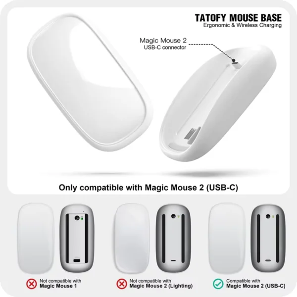 Ergonomic Wireless Charger Base for Magic Mouse 2
