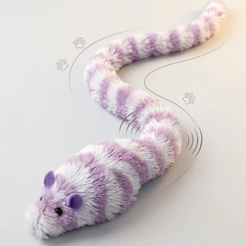 Interactive Plush Long-tailed Bell Mouse Cat Toy
