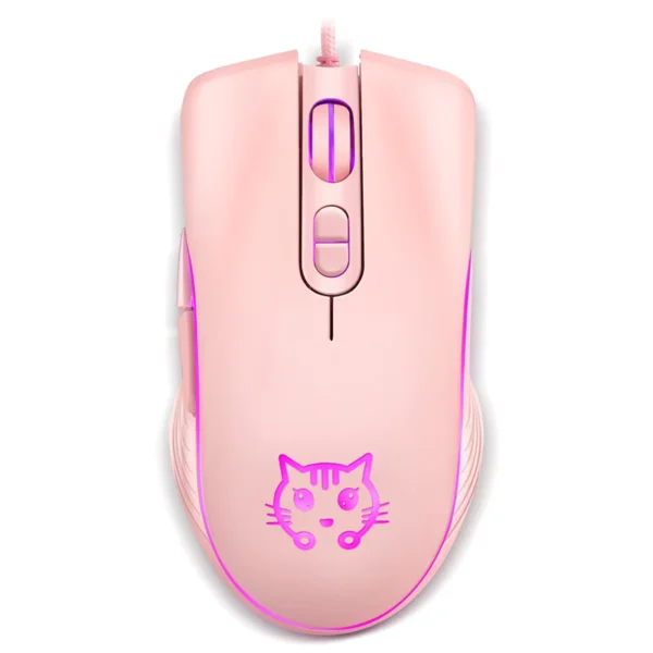 USB Wired Pink Gaming Mouse 2400 DPI Silent Backlit