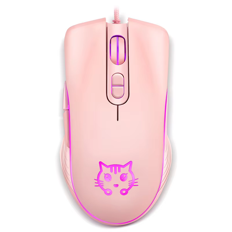 USB Wired Pink Gaming Mouse 2400 DPI Silent Backlit