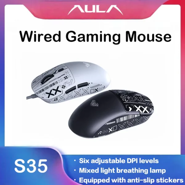 AULA S35 Wired Gaming Mouse with 1000Hz Refresh Rate