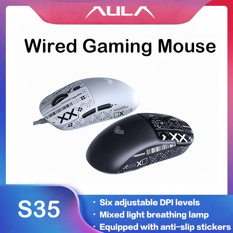 AULA S35 Wired Gaming Mouse with 1000Hz Refresh Rate