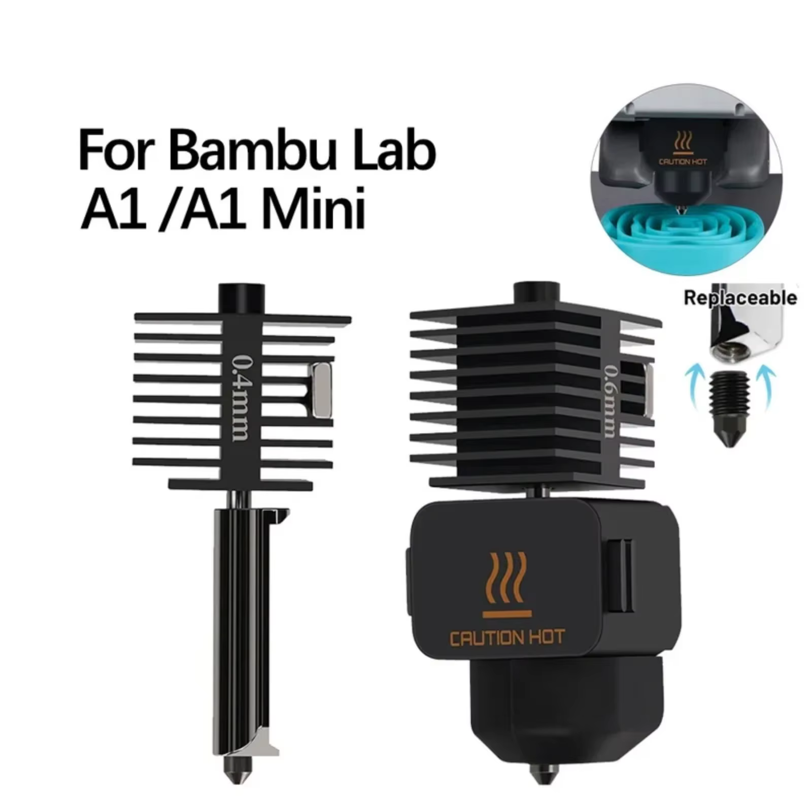 Hotend Kit for Bambu Lab A1/A1 Mini with Hardened Steel Nozzle