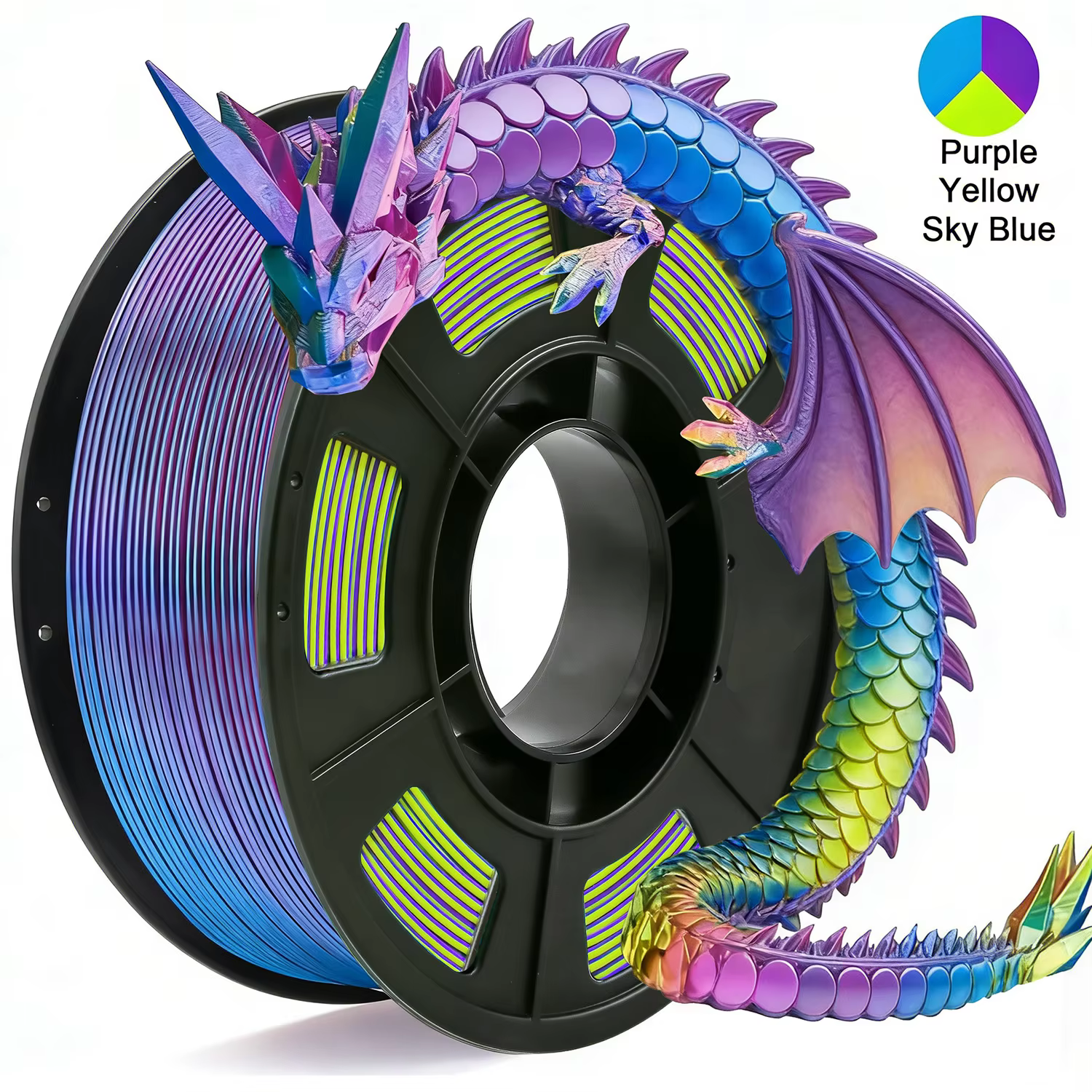 Multicolor Tricolor Silk PLA 3D Printer Filament 1.75mm 250g