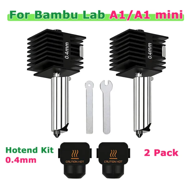 2 Pack A1 Mini Hotend Kit with 0.4mm Hardened Steel Nozzles