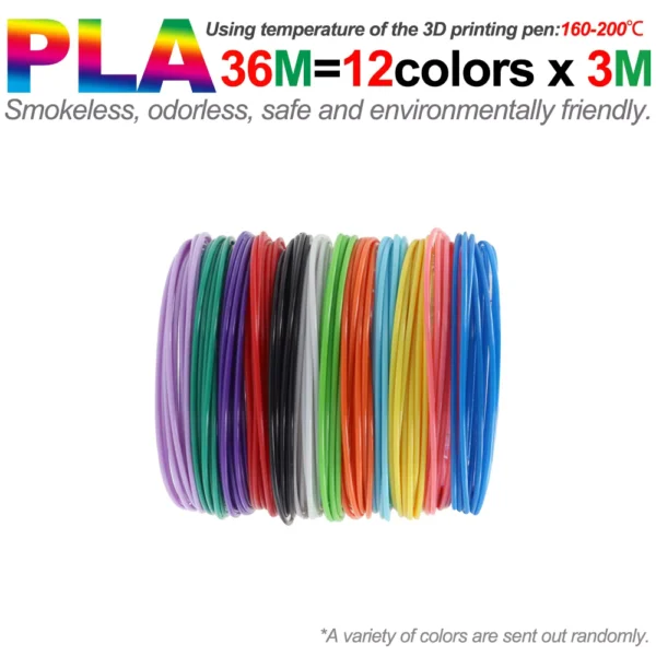 PLA 1.75mm Filament for 3D Printing Pens, Multi-Color