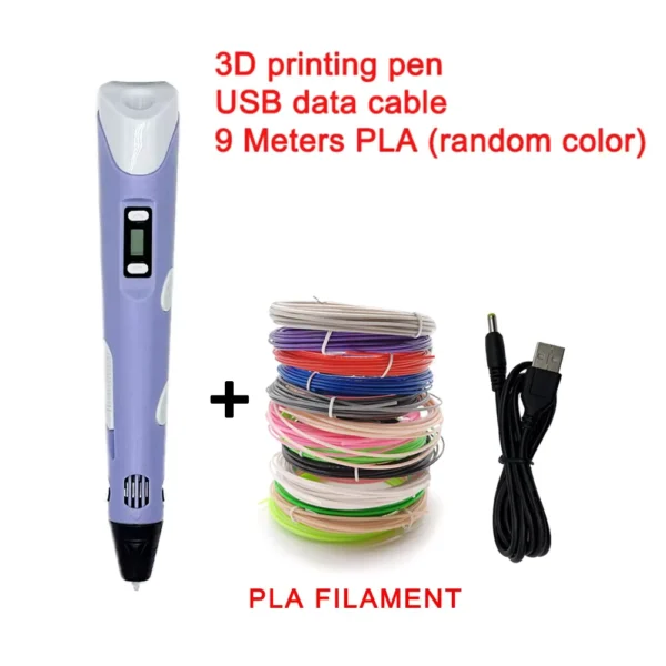 USB Rechargeable 3D Printing Pen with 9M PLA Filament