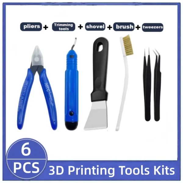 6PCS Universal 3D Printer Tool Kit with Scissors and Tweezers