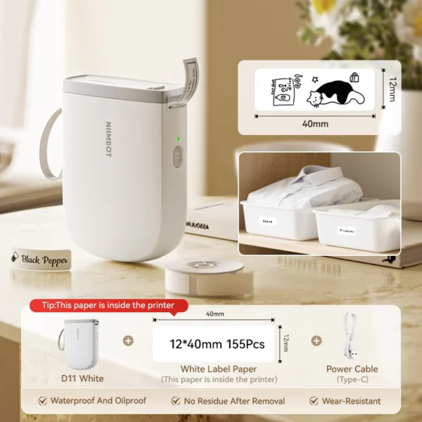 NIIMBOT D11 Mini Bluetooth Thermal Label Printer Portable
