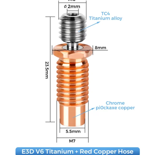 E3D V6 Titanium Alloy Bi-metal Throat for 3D Printers
