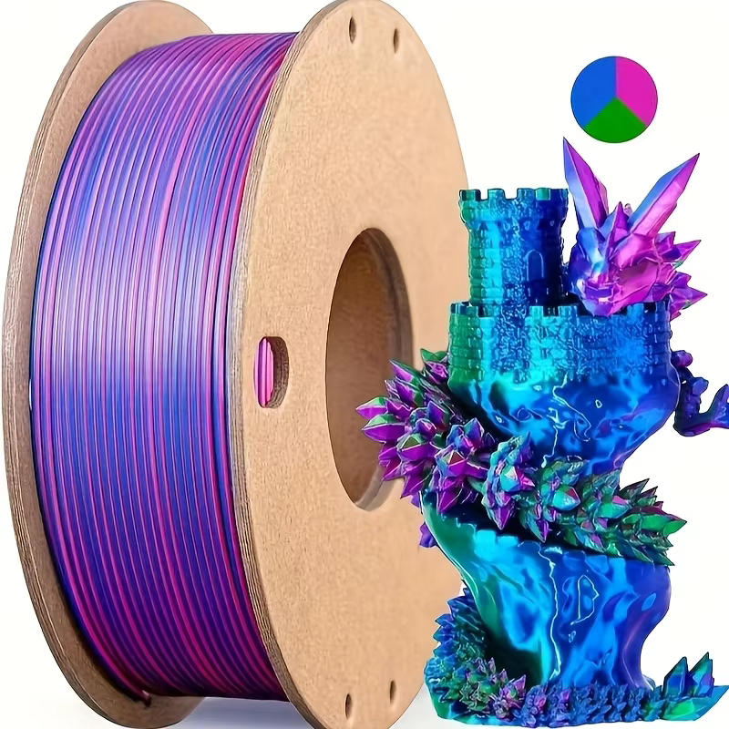 Three Color Silk PLA Filament 250g 1.75mm for FDM 3D Printers