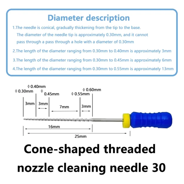 3D Printer Nozzle Cone Thread Cleaning Needle for Blockages