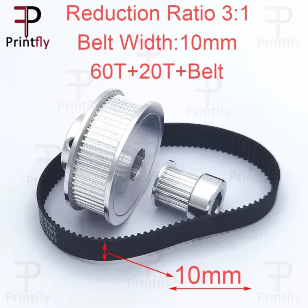 Printfly GT2 Timing Belt Pulley Set 60T & 20T 10mm Belt Width