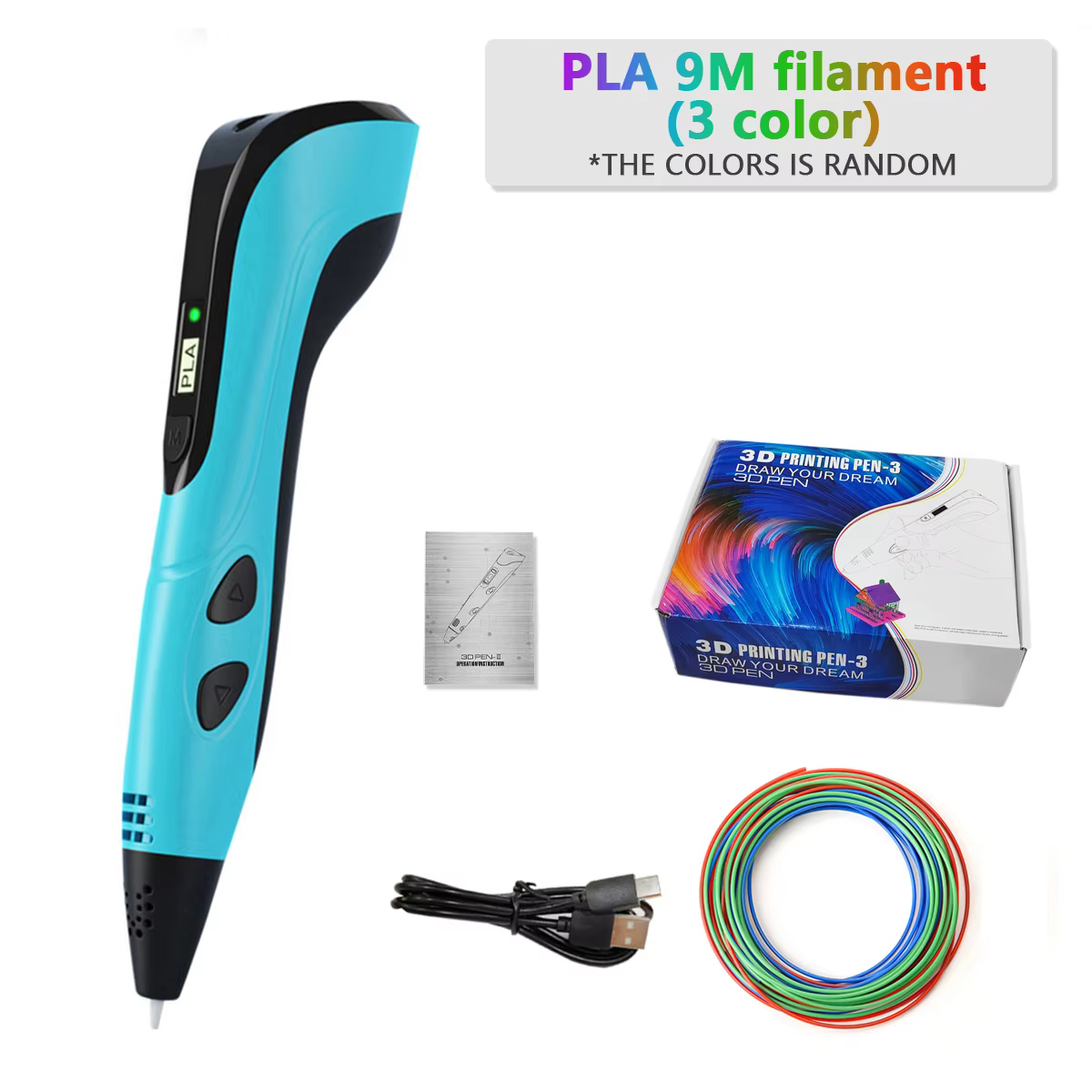 2026 3D Printing Pen with LCD & 9m PLA Filament