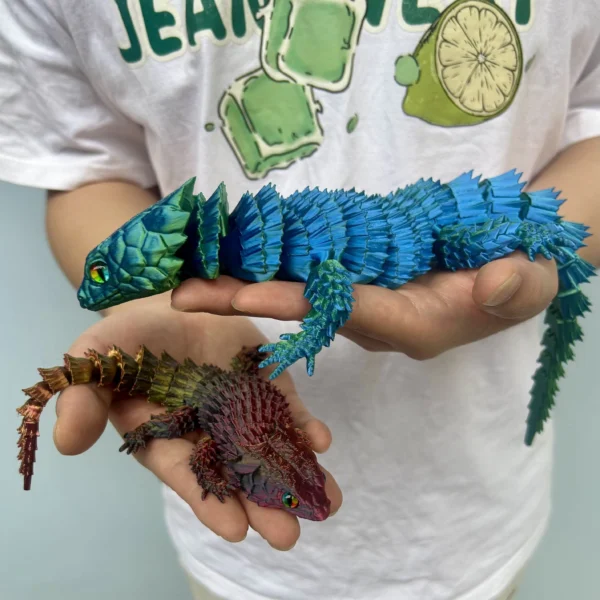 Colorful Flexible 3D Printed Lizard Statue 9-14in