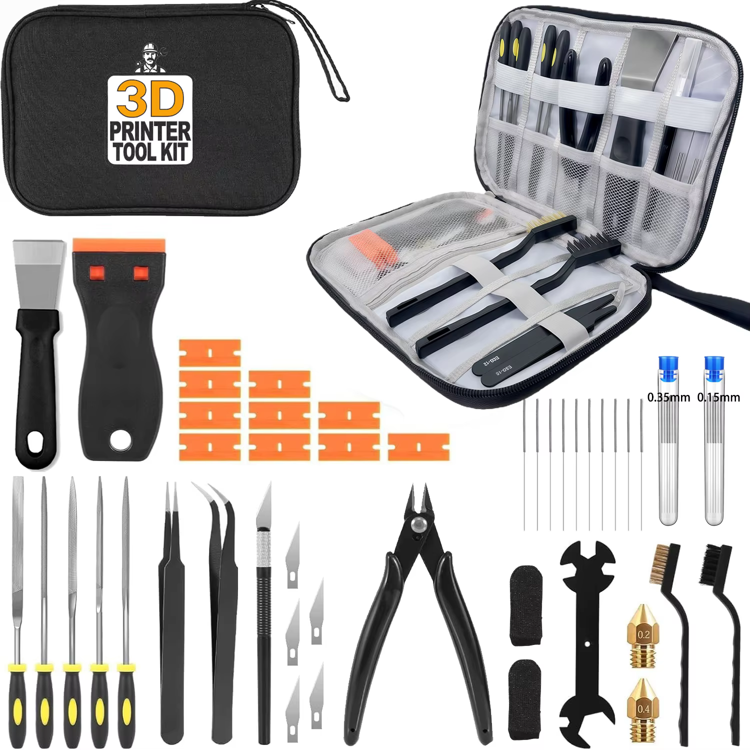 36-Piece 3D Printer Tool Kit with Storage Case