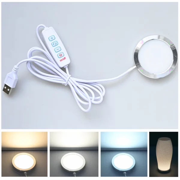 USB Round 3D Printer LED Cabinet Closet Light 2700-6500K