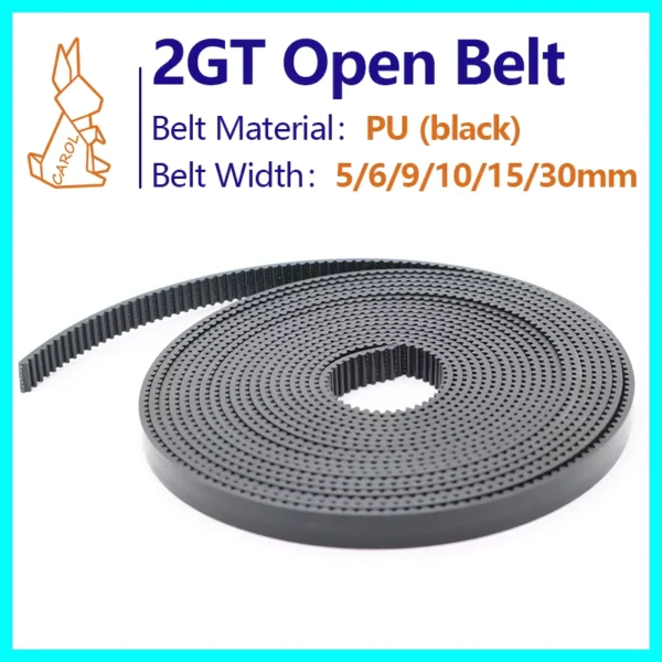 GT2 2mm Pitch Open Timing Belt PU Steel Core 5-30mm Width