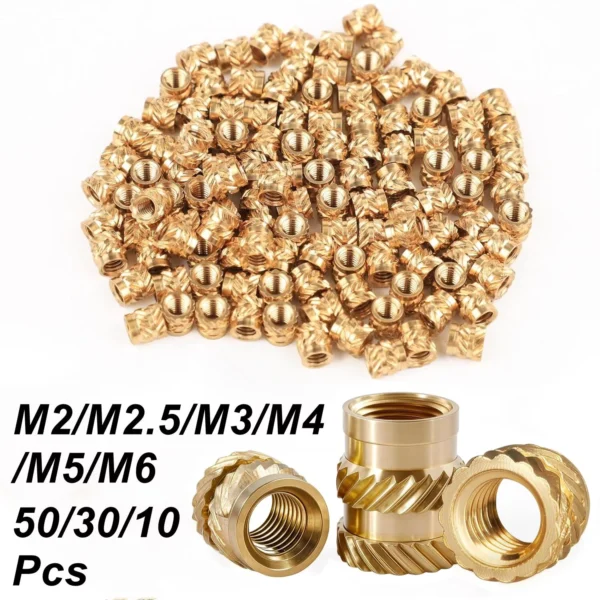 Brass Hot Melt Insert Knurled Nuts M2-M6 for 3D Printers