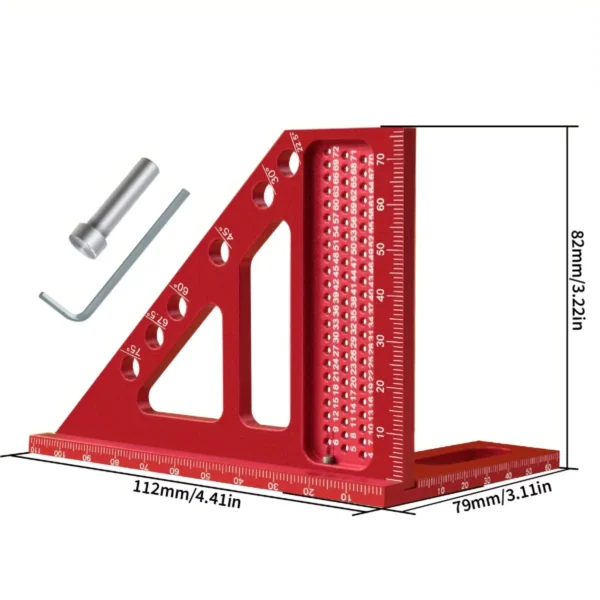 Aluminum Alloy 3D Woodworking Square Ruler Multi-Tool