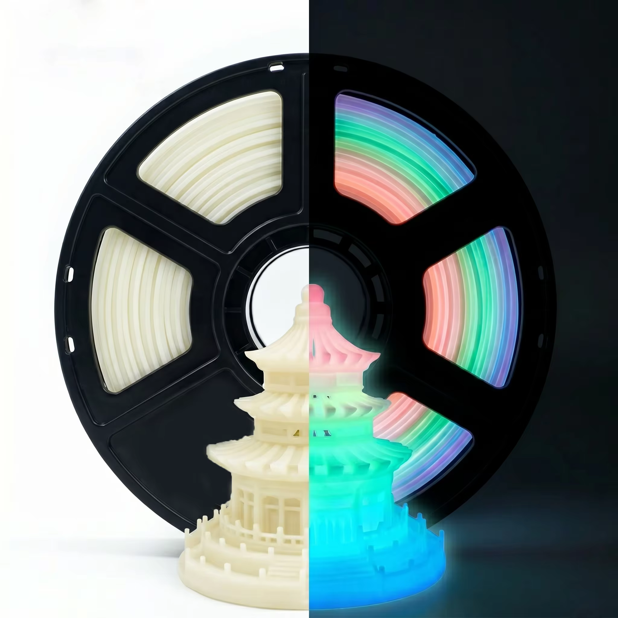 Glow in the Dark Multicolor PLA 3D Printer Filament 1.75mm